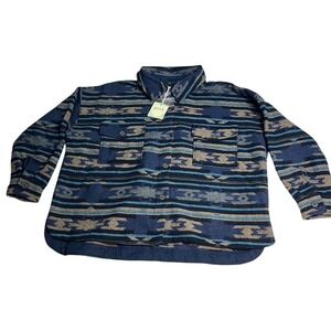 Perch by Blu Pepper Women's 2XL Aztec Print Button Up Flannel Shirt Jacket‎ New